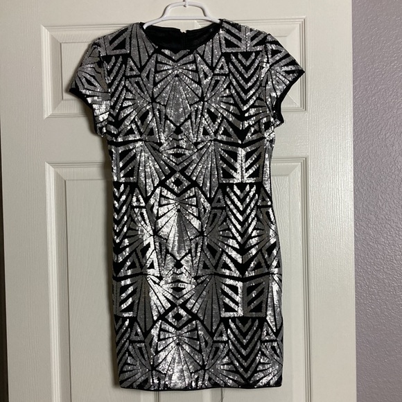 SheIn black and silver sheer sequin dress Small - Picture 2 of 9